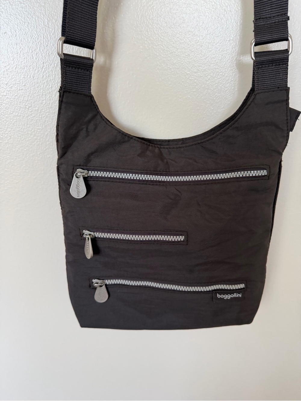 BAGGALLINI Black Multi Zipper Crossbody Bag
